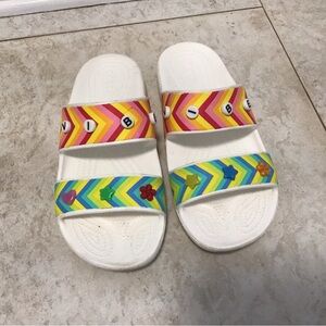 Lady Crocs Multi Colored Vibe Slip On Sandals Sz 9